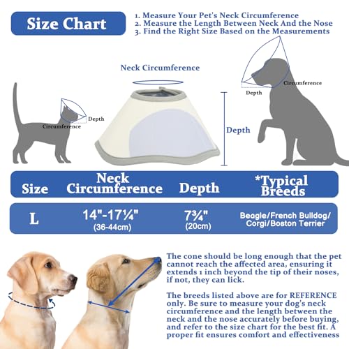 Image of BARKLESS Soft Cones for Medium and Large Dogs After Surgery, Protective Dog Surgery Collar to Prevent Licking, Adjustable Cone of Shame Alternatives (Grey, L)