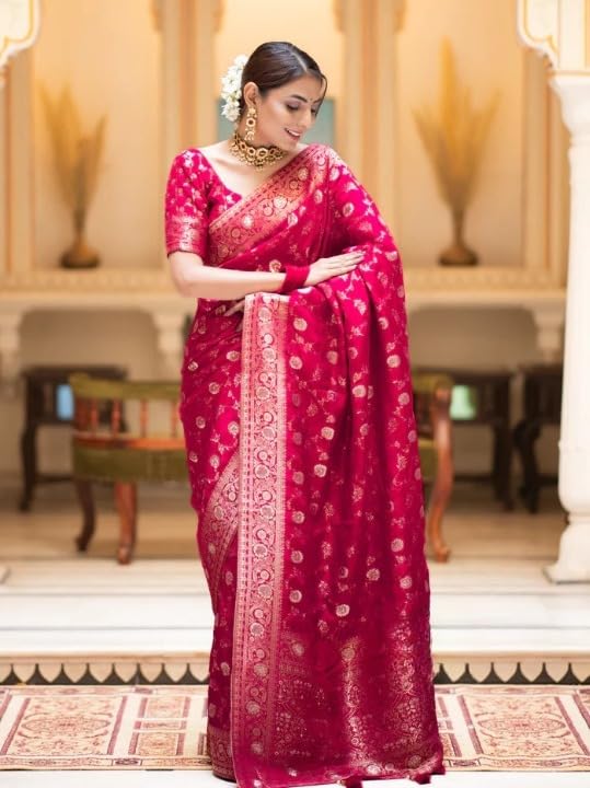 Image of Flosive Women's Soft Kangivaram Silk Saree With Copper Zari Weaving With Boluse