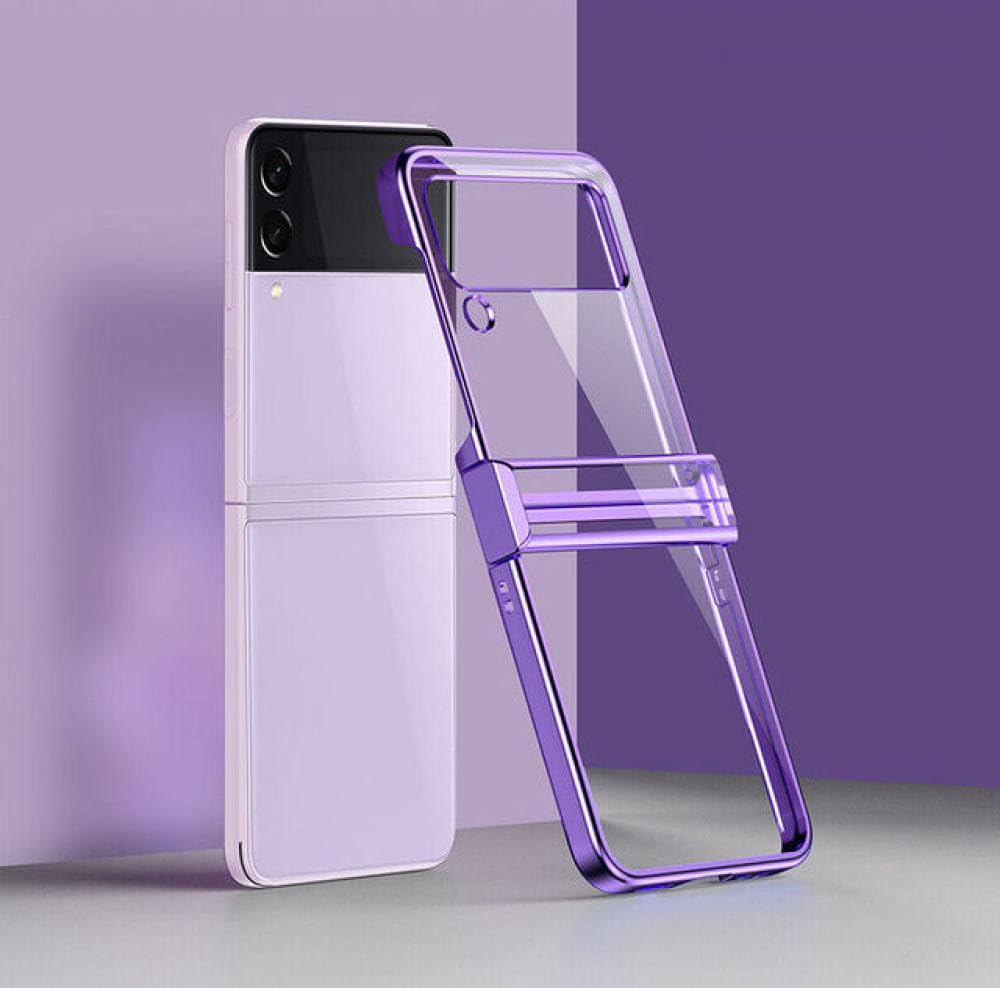 Luksusowe, przezroczyste, składane etui na telefon do Samsung Galaxy Z Flip 4 Filp 3, zapobiegające upadkom, odporne na wstrząsy, chroniące przezroczystą obudowę, fioletowe, do Samsung Z Flip 4