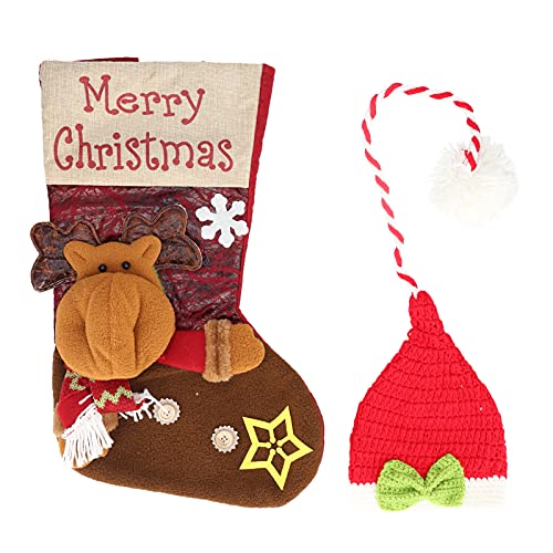 Yuehuamech Medias de Navidad Saco de calcetín de Navidad Bolsa de Regalo Saco de Dormir para bebés Accesorios de fotografía Bolsa de Dulces Bolsa para árbol de Navidad Chimenea Decoración (Ciervo) Cover