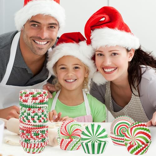 Image of 600 Pack Christmas Candy Cupcake Liners Wrappers Baking Cups Santa Holiday Paper Wraps Muffin Liners for Xmas Birthday Party Candy Cake Decorations Supplies(12 Styles)