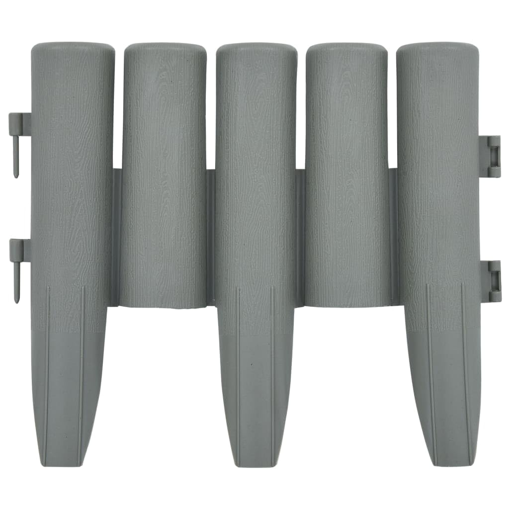 Lot de 36 bordures de pelouse grises en polypropylène - Longueur : 10 m - Robuste - Pour pelouses et parterres de fleurs - Bordure de pelouse résistante aux UV - Design bois pour l'aménagement