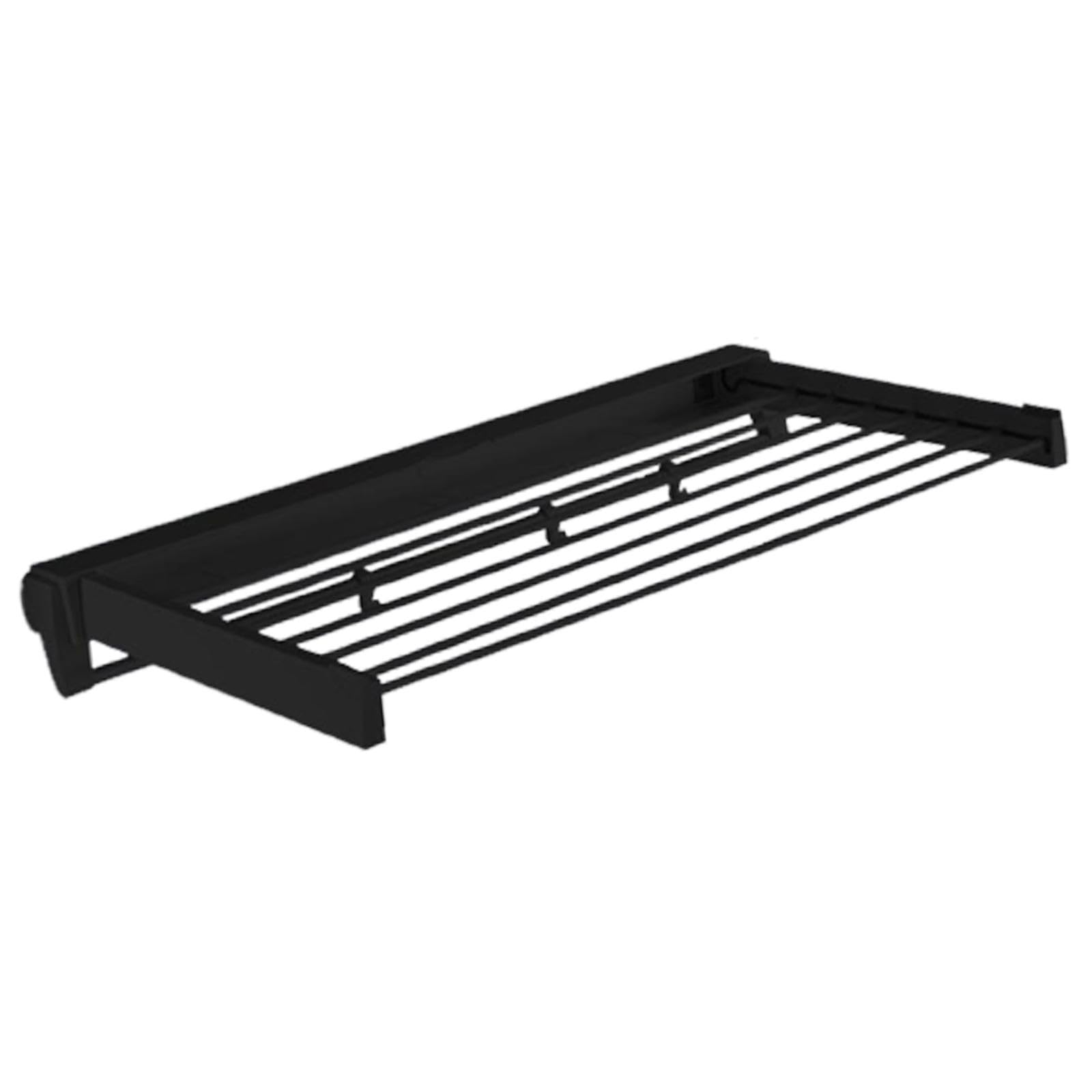 Perchero de Pared Plegable con Ganchos, Función Retráctil, Material de Aluminio Y PVC, Adecuado para, Negro, Individual