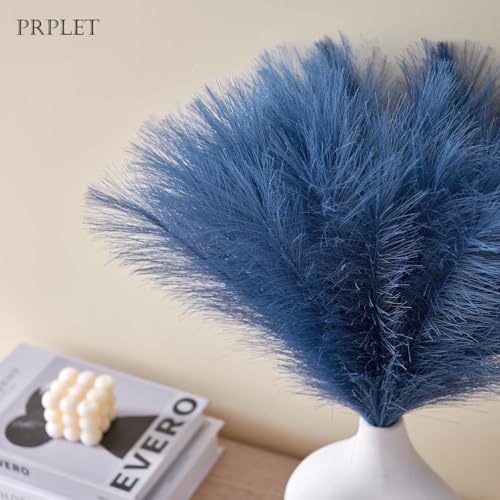 Image of Faux Pampas Grass - 24 Pcs Small Artificial Flowers for Living Room Home Office and Wedding Decoration (Blue)