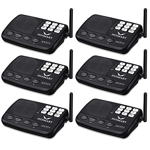 Wireless Intercom System Hosmart 1/2 Mile Long Range 7-Channel Security Wireless Intercom System for Home or Office (New Version) [6 Stations Black]