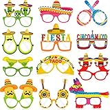 12 Pairs Fiesta Party Decorations Mexican Themed Paper Eyeglasses Mexican Party Decorations Fiesta Themed Party Supplies Cinco De Mayo Glasses Taco Cactus Pinata Photo Props Let's Fiesta Party Decor