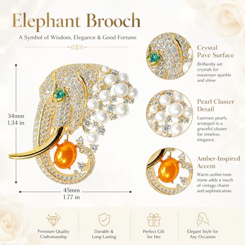Image of 18K Gold-Plated Animal Brooch for Women Zirconia Pin Birthday Holiday Gift for Girlfriend Mother Wife