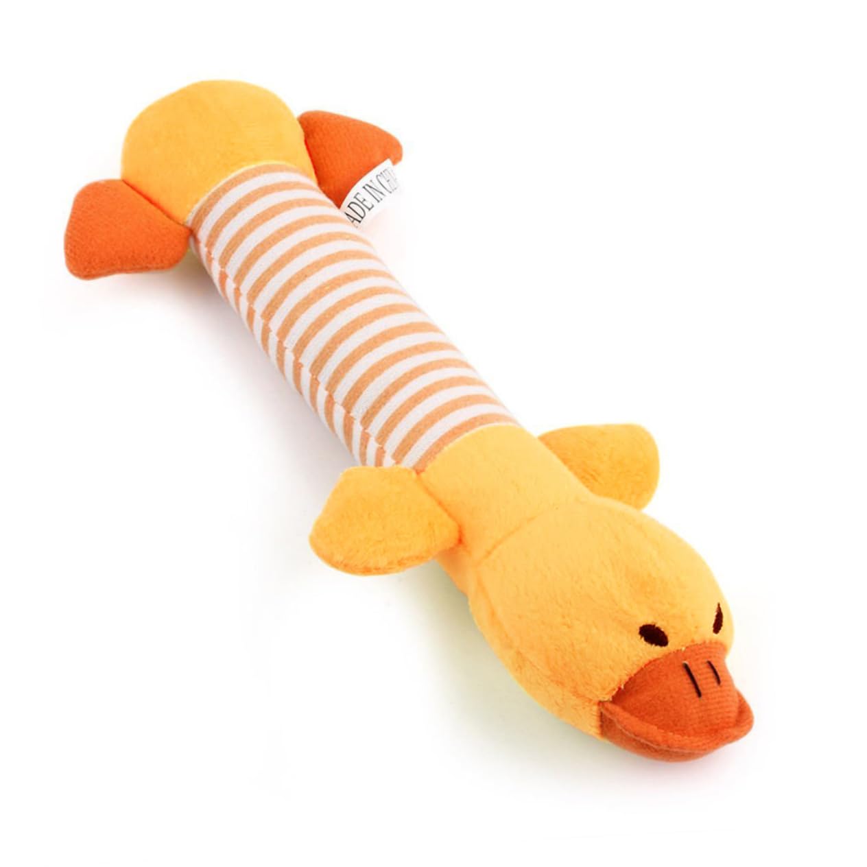 FOMIYES Jouet à Mâcher Couineur pour Chiens en Peluche Orange, Jouet Sonore pour Chiots, Résistant pour Mastication et Divertissement la Maison