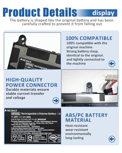 Image of 51.3Wh WP03XL M73466-005 Battery for HP EliteBook 830 835 840 845 860 865 / G9 835 840 845 860 865 G10 / EliteBook x360 1040 G9 G10 Series M73466-005 M64305-421 L78555-005 - 11.58V 4249mAh