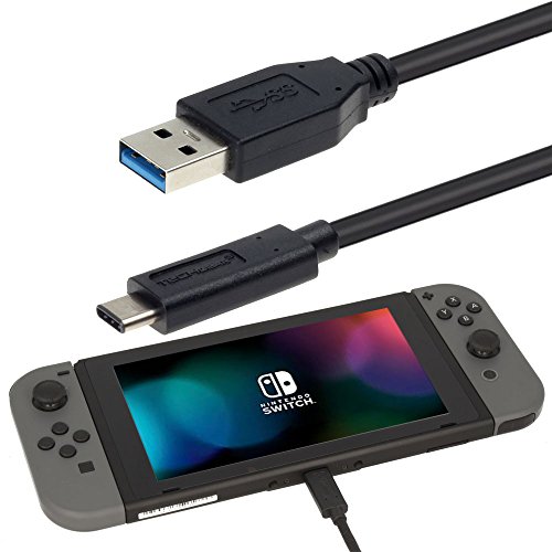 TECHGEAR USB C Kabel 2 meter USB Datenkabel Ladekabel C Kombatible mit Nintendo Switch Lite, Switch Oled, Switch, Portal, usw - Schwarz