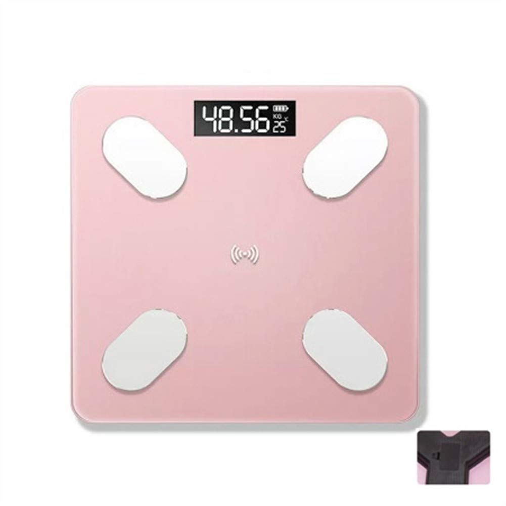 Balance de salle de bain professionnelle à affichage numérique Smart Scale Bluetooth, adaptée aux balances de salle de bain domestiques durables (couleur : blanc (USB)) (rose (pas de batterie))