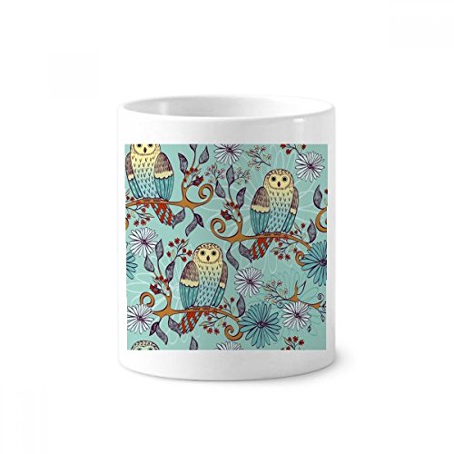 Tasse hibou fleur bleue en céramique blanche pour bureau et thé