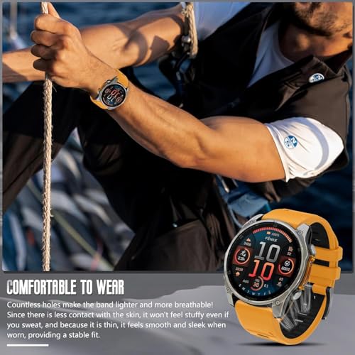 Image of Zitel Band Compatible with Garmin Fenix 8 AMOLED 51mm /8 Pro 51mm, Fenix 7X /7XPro, 6X /6X Pro, 5X /5X Plus, 3 /3 HR, Descent MK1 /2i /3i, Enduro 3 /2 - Quickfit 26mm Silicone Sport Strap