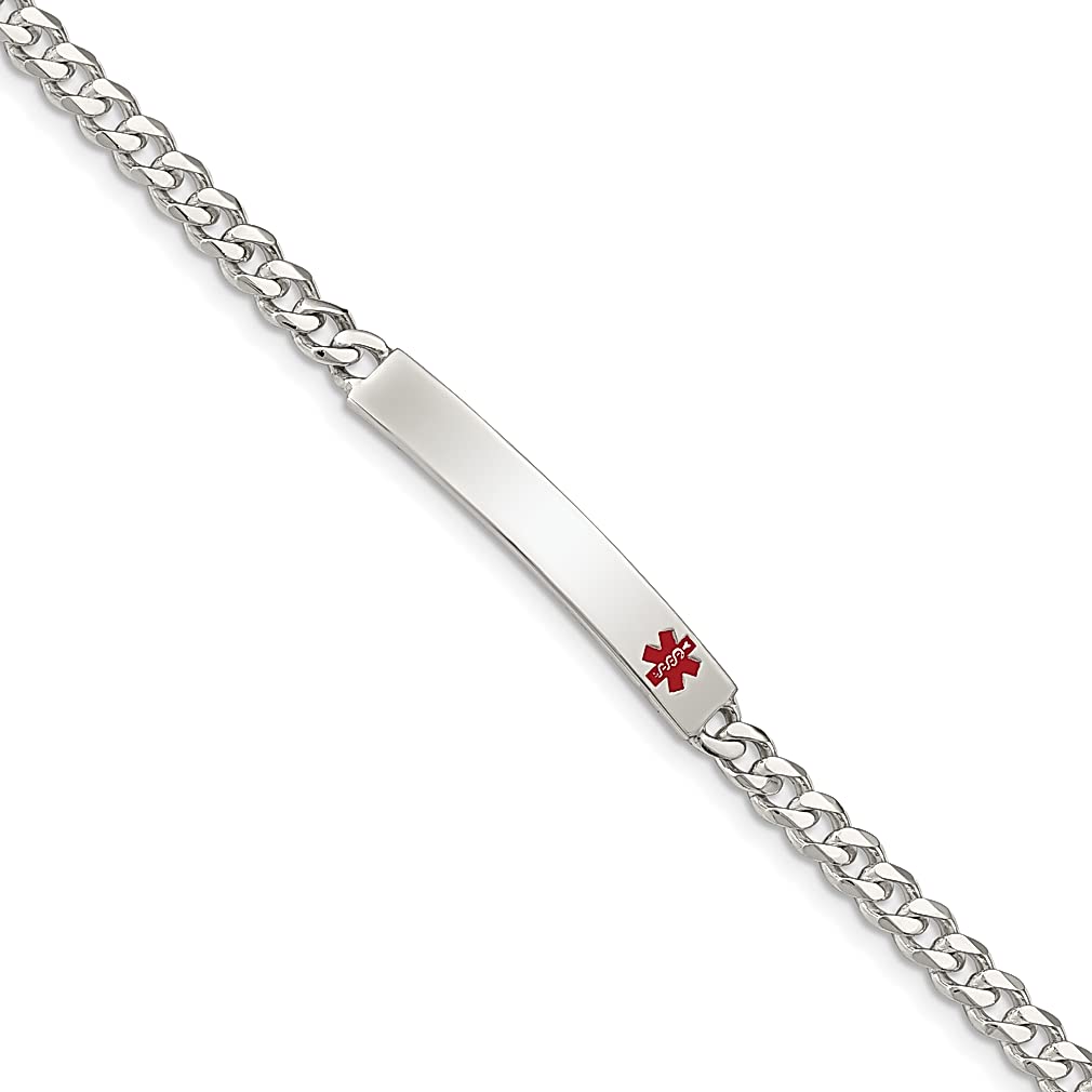 ICE CARATS 925 Sterling Silver Medical Curb Link Id Bracelet 8.5 Inch Fine Jewelry Gifts For Women