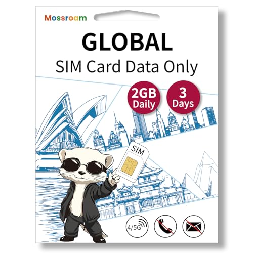 Global SIM Card – Prepaid Data Plan | 2GB Daily Data,3 Days | High-Speed 4/5G LTE Internet | No Roaming Fees | Works in Multiple Countries by mossroam - Used condition - US$20.52