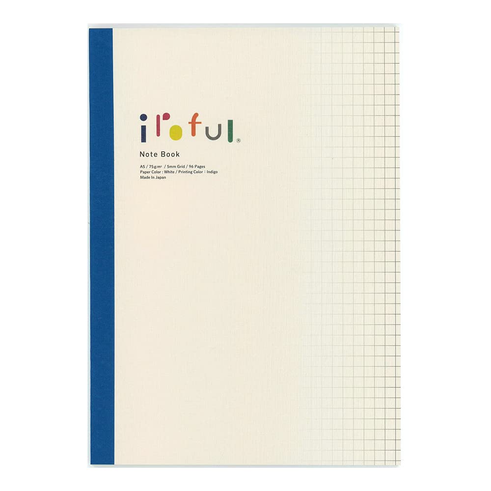 Sakae Technical Paper iroful Notebook, A5, 5mm Square 96 Pages (PI-A5NB-HW)