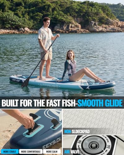 Image of 10'6''x33''Inflatable Stand Up Paddle Board, 400lbs Extra Wide Stand Up Paddleboard with Kayak Seat, Anti-Slip EVA Deck Premium SUP Accessories Kit, Non-Slip Stable Deck Boat