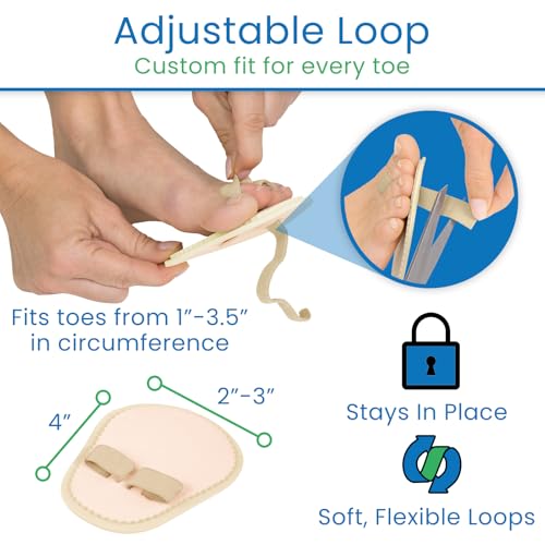 Image of VIVEsole Budin Splint Toe Straightener (Pair) - Hammer Toe Corrector for Women, Men - Crooked Toe, Joint Realign Cushion Brace for Claw, Curled Toes - Metatarsal Support Loop Guard Alignment Wrap