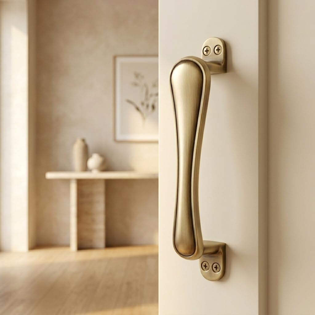Q-SEVEN Fly Elegant 6 Inch Door Handle for Main Door Bedroom Cabinet, Zinc Alloy Pull Handle for Wooden Doors and Gates, Anti-Rust Heavy Duty Surface Mount Door Pull (Antique Gold Finish)-image-40
