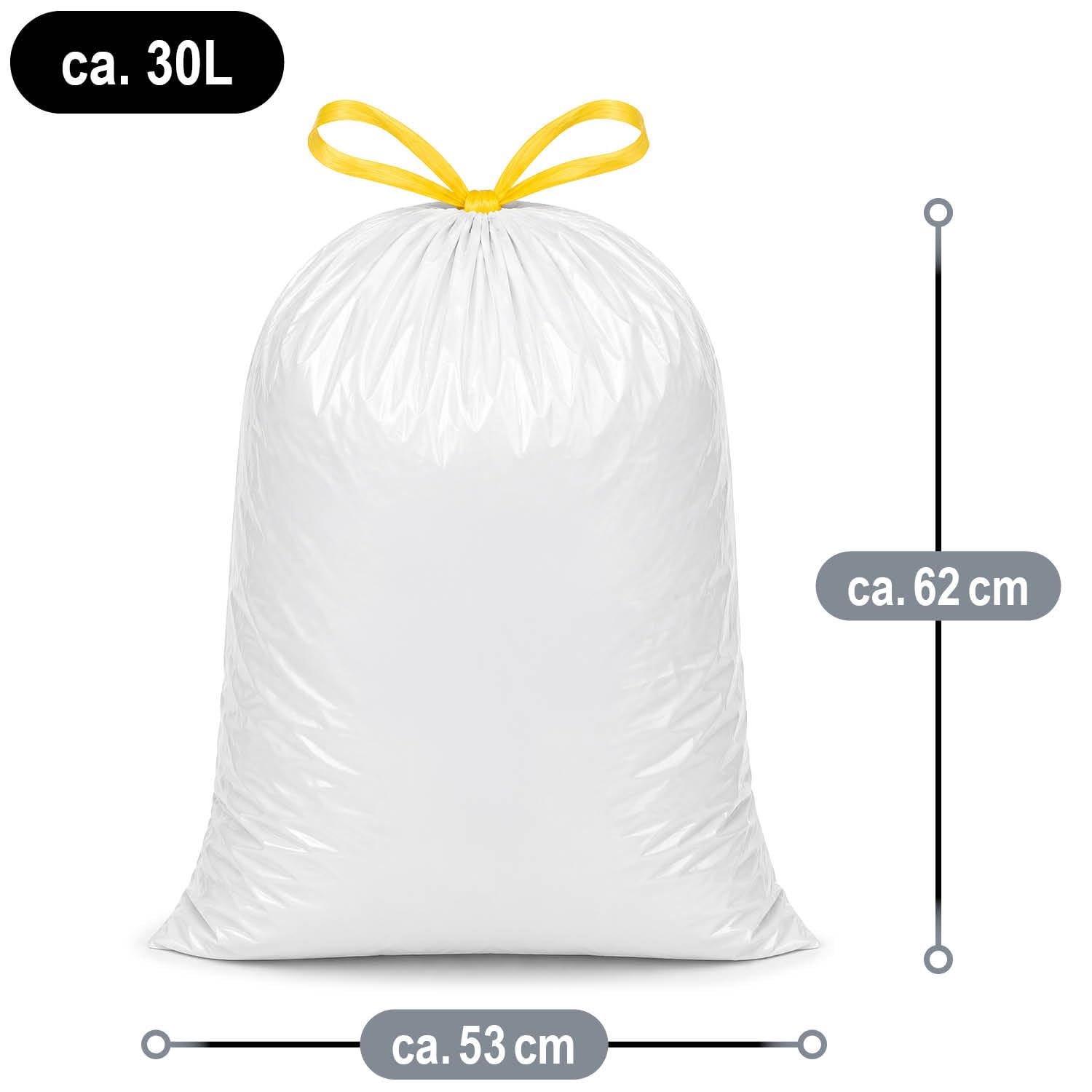 com-four® 675x Müllbeutel mit Zugband 30 Liter - reißfeste Abfallsäcke - Mülltüten flüssigkeitsdicht - Müllsäcke für Haushalt, Gastronomie und Gewerbe - 25 Stück pro Rolle (30 Liter - 675 Stück)
