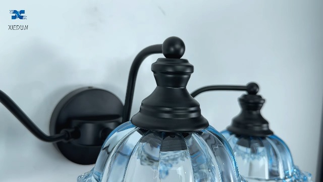 Image of XIEDUN Blue and Black 3 Light Vanity Light Bathroom Vanity Light Fixture