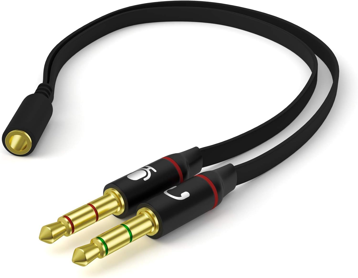 Mizi (2Pack Headphone Splitter for Computer 3.5mm Female to 2 Dual 3.5mm Male Audio Splitter Cable Microphone Stereo Jack Earphones Port Cord Gaming Headset to PC Laptop Adapter -Black-image-43