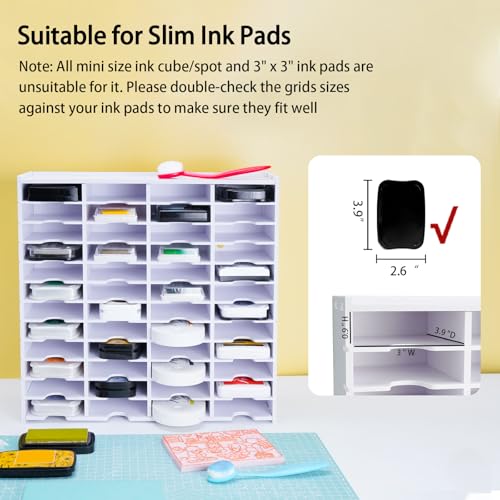 Image of Krafetto 48 Grids Ink Pad Storage Rack, Wall-mountable Stamp Pad Organizer Holder Compatible with Slim Ink Pads(Grid Size 3 inch W x 3.9 inch D x 0.9 inch H)