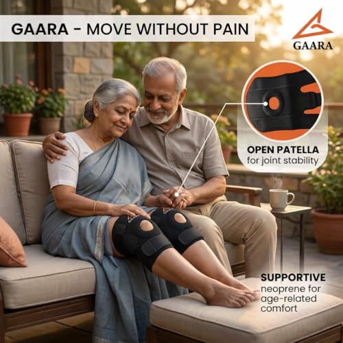 Image of GAARA INDIA Open Patella Knee Support (Pack of 2) - Breathable Knee Cap Brace for Men & Women, Universal Size - Ideal for Pain Relief, Walking, Running, Gym, Arthritis, ACL /MCL, Torn Meniscus