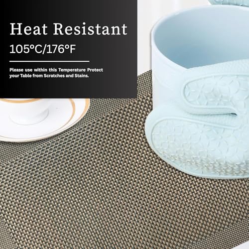Image of Amazon Brand - Umi PVC Vinyl Box Design Placemat ST0000434 - Heat Resistant, Wipe Clean, Anti-Skid Table Mats for Dining Table, KitchenHome Decor (30x45 CM Brown Set of 4)