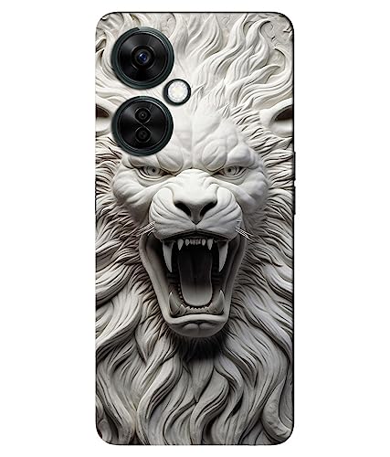 Image of ''Lion''-(White) Printed Hard Mobile Back Cover & Case for OnePlus Nord CE 3 Lite 5G, Designer | Protective & Premium Cover & Case