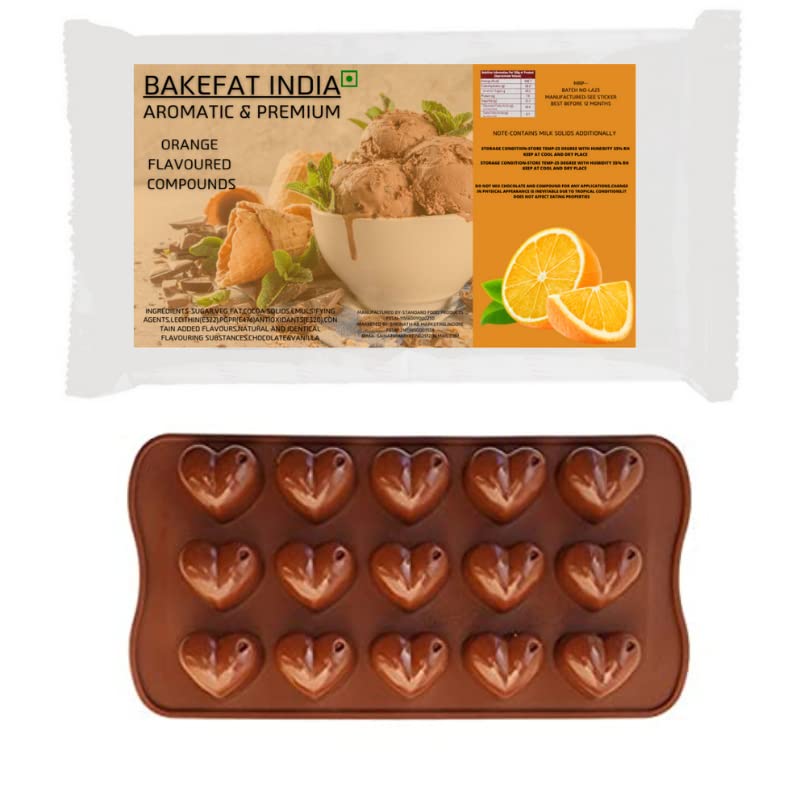 Bakefat India Premium Orange Flavoured Compound For Baking-Real & Authentic Taste-500 Grams+(Free Heart Shape Chocolate Mould) (B0B7SHP6ZV) Amazon Price History, Amazon Price Tracker