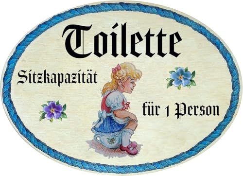 Kaltner Präsente Geschenkidee - Holz Geschenkartikel Deko Türschild im Antik Design Dekoartikel Toilette WC (18 x 13 cm)