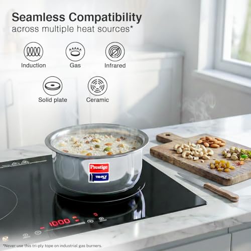 Image of Prestige 16cm /1.4L Tri-Ply Stainless Steel Tope with Lid|Gas and Induction Compatible| Even Heat Distribution|Strong and Durable| 5 Years Warranty