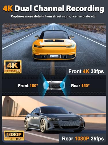 Arifayz Q4 Dash Cam Front And Rear 4K+1080P, Free 64Gb Card, Built-In Wifi, Dash Camera thumb #1