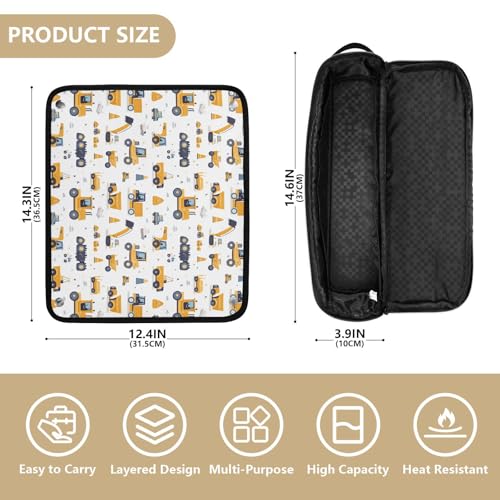 Bolsa de viaje para herramientas de cabello con dibujos de carros, resistente al calor, para planchas y rizadores, organizador portátil miniatura 4