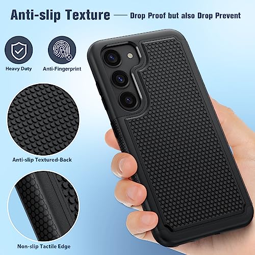 Image of FNTCASE for Samsung Galaxy S23 Case: Dual Layer Heavy Duty Cell Phone Protective Cover Shockproof Rugged with Non-Slip Textured - Military Drop Protection Bumper Tough - 2023, 6.1inch Black