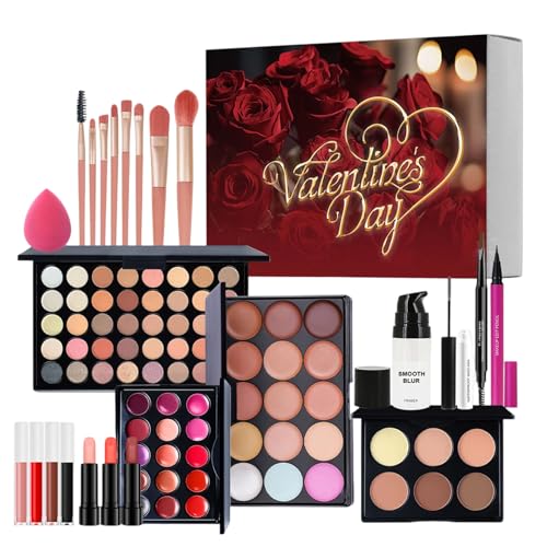 Kit de Maquillaje para el Día de San Valentín | Completo y de Larga Duración | Paleta con Labial y Sombras de Ojos para San Valentín | Para Madre Novia Esposa Principiantes Viaje Y Eventos