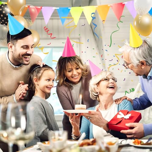 image for CANREVEL 16 PCS Pastel Party Hats for Kids and Adults, Rainbow Party S