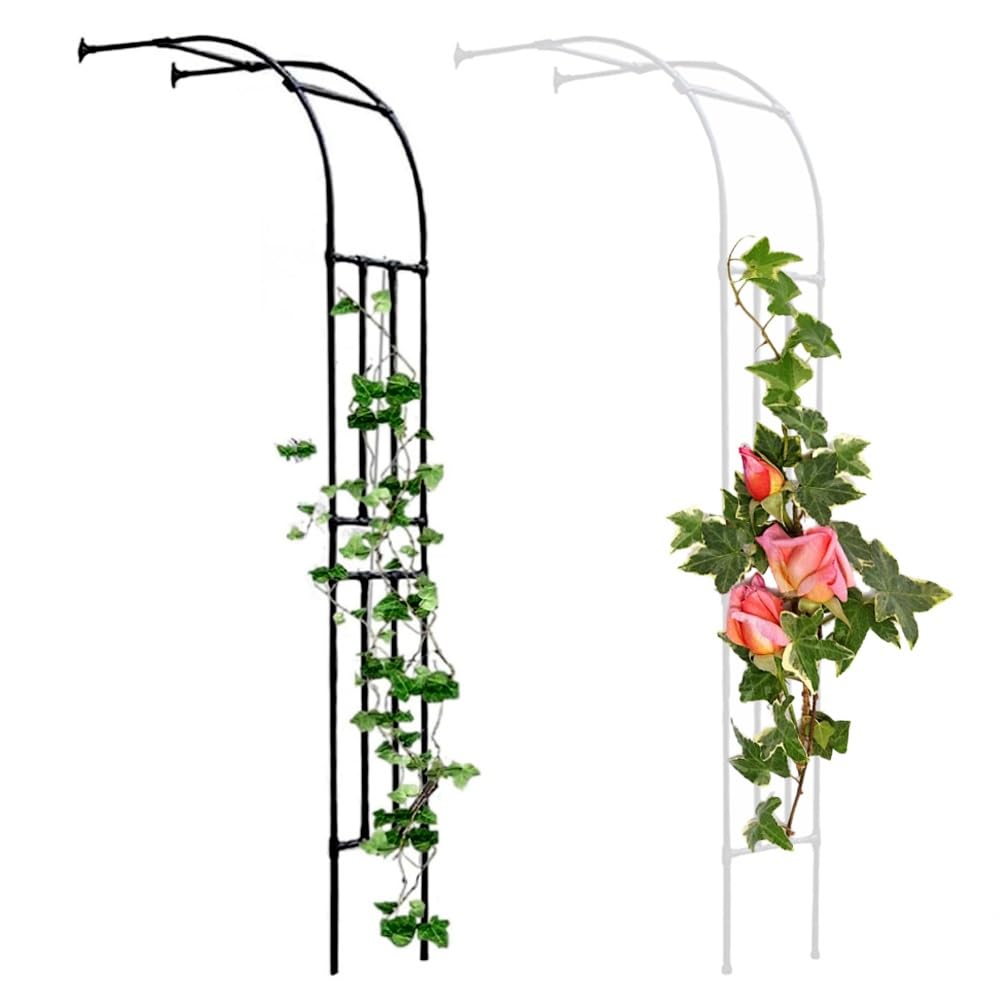 Czarny metalowy łuk ogrodowy krata do roślin pnących, łuki róż i dekoracje ślubne, łatwy w montażu, 240 x 240 cm, na imprezy i imprezy plenerowe
