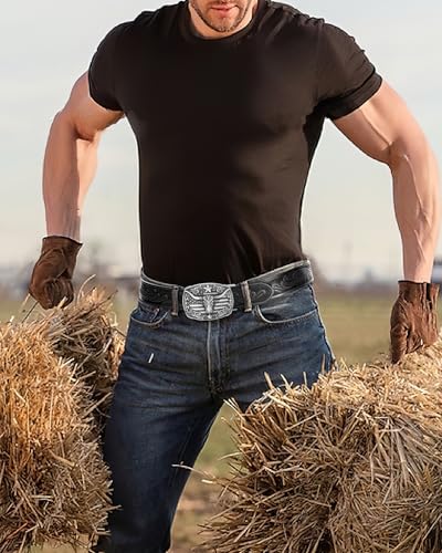 Image of BELTROAD Mens Ratchet Western Belt Leather Cowboy Belts for Men with Automatic Western Buckle Belt for Jeans Christmas Gifts