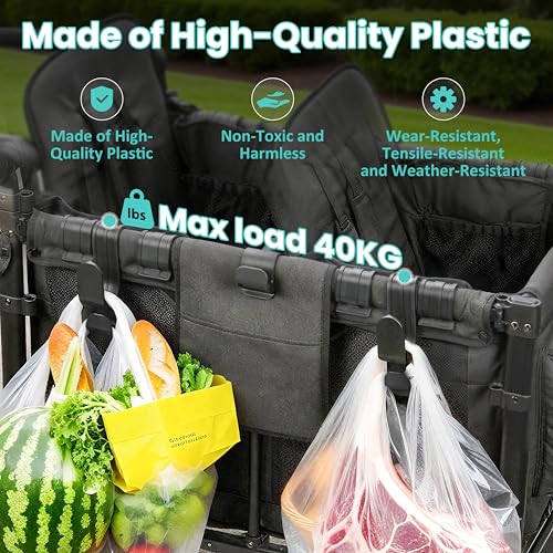 Image of Forward-Facing Stroller Wagon Support Bar + Hooks (2-Pack) Compatible with WONDERFOLD W4, Wagon Accessories for Kids, Multifunctional Double-Layer, Hanging Everything, Removable & Easy to Install.