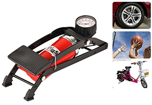 High Pressure Car Bike Tires Floor Foot Pump Inflator Air Compressor with Accurate Pressure Gauge Valve Needle Adapters, Portable Air Pump for Cars Motorcycles Bicycles Toys Air Mattress Balls