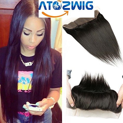 ATOZWIG 7A Malaysian Virgin Hair Straight Lace Frontal Closure 13"x4" Lace Frontal Closure Soft Malaysian Straight Closure 8 inch
