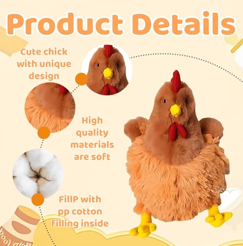 DvBCNMe Huhn Kuscheltier, 22 cm Weiche Plush Kuscheltier Huhn, Simulation Tier HüHnchen Haustiere, Realistische Wilde HüHnchen Plush Spielzeug, Spiele FüR Jungen Und MäDchen Und Ostergeschenke