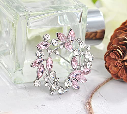 Image of Gyn&Joy Clear Crystal Rhinestone Floral Wreath Pin Brooch BZ005