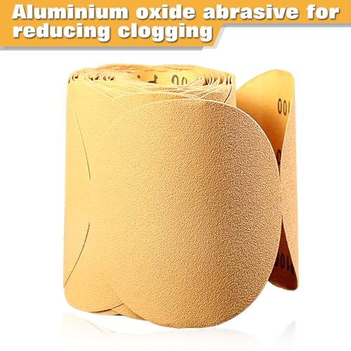 Image of SPEEDWOX 100 Pcs 100 Grit Sandpaper Roll 5 inch Round Sanding Discs Adhesive Back PSA Sticky Back No Hole Stick and Sand Sandpaper for Wood, Auto Body Repair, Marine, Paint, Metal and Plastics