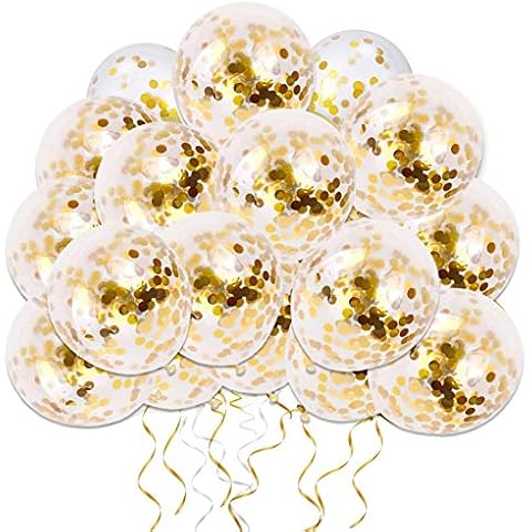 50pcs Gold Confetti Latex Balloons, 12 inch Gold Balloons with Golden Paper Dots for Graduation Wedding Birthday Baby Shower Party Decorations Cover