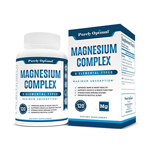 Premium-Magnesium-Complex-Magnesium-Citrate-Malate-Taurate-Oxide-Aspartate-Bisglycinate-Chelate-TRAACS-Max-Absorption-Magnesium-Supplement-for-Sleep-Leg-Cramps-Muscle-Relaxation-120-caps Purely Optimal Premium Magnesium Complex - Magnesium Citrate, Malate, Muscle Relaxation - 120 caps