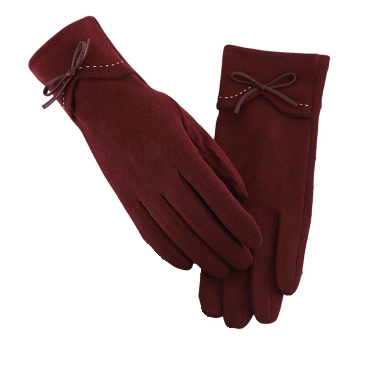 Smed Women's Burgundy A Gloves's Spring And Autumn Warm Touch Screen Gloves With Velvet And Thickening For Driving And Cycling Outdoor Glovesburgundy Aone Size
