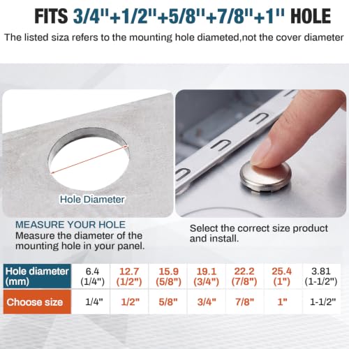 Image of Hicarer 75 Pack Silver Hole Plugs 1 /2 + 5 /8 + 3 /4 + 7 /8 + 1 Inch